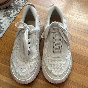 Dolce Vita Cream Woven Lace-Up Sneakers